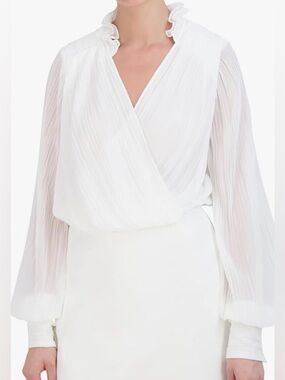 BCBGNY Women's Long Sleeve Surplice Neck Blouse Top size xl